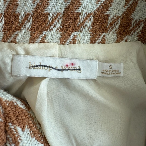 Brown and White Houndstooth Women's Cropped Jacket Bishop and Young Size Small - Picture 6 of 6
